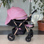 Carucior Nou Nascuti BABY C. PRO 511, Cadru Aluminiu, Maner Reversibil, Spatar Reglabil In 3 Trepte, Amortizoare, Frana Picior,Pliabil , ROZ