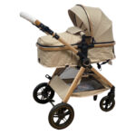 Carucior copii 2 In 1 Belecoo CLASS Beige Roti Cauciuc, Landou Reversibil transformabil