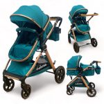 Carucior Copii 2 In 1 Belecoo CLASS Turcoaz Roti Cauciuc, Landou Reversibil