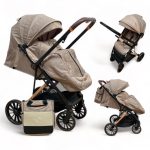 Carucior sport cu maner reversibil husa si geanta Kidillo All Terrain Beige